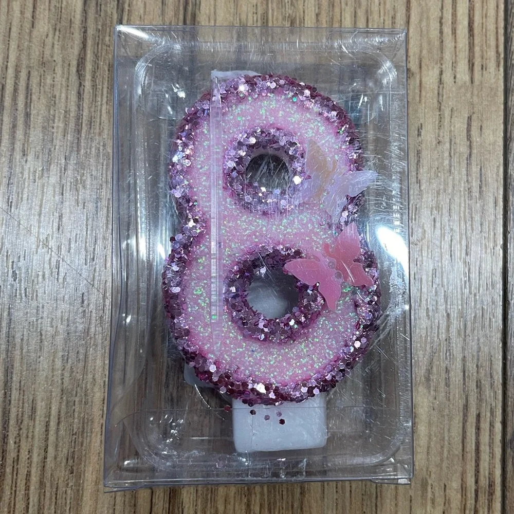 Pink Sequins Number 8 Candle